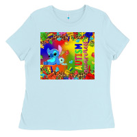 Baby Blue Autism awareness with stitch tumbler Ladies Tee - TumblerDesignByShophia