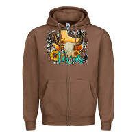 Chestnut western texas  and cowhide with sunflower Zipper Hoodie - Artiststas