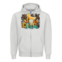 Dove Grey western texas  and cowhide with sunflower Zipper Hoodie - Artiststas
