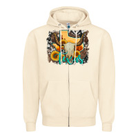 Sandshell western texas  and cowhide with sunflower Zipper Hoodie - Artiststas