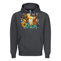 Western Texas  And Cowhide With Sunflower Zipper Hoodie | Teevron