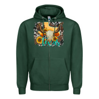 Sports Green western texas  and cowhide with sunflower Zipper Hoodie - Artiststas