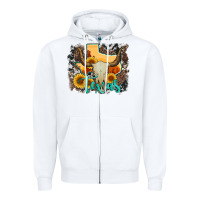 White western texas  and cowhide with sunflower Zipper Hoodie - Artiststas