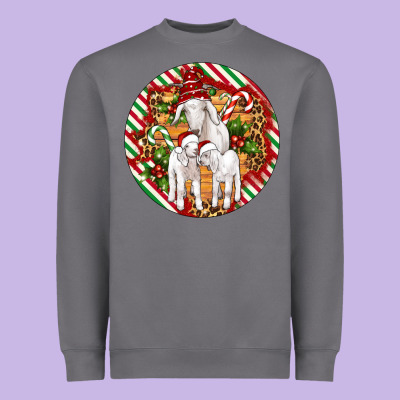Christmas Goat Family Ornament Heavyweight Sweatshirt Designed By Artiststas
