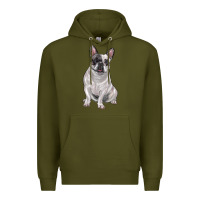 Army Green white black french bulldog Premium Hoodie - LillyAllenDesigns