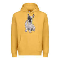 Mustard white black french bulldog Premium Hoodie - LillyAllenDesigns