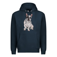 Navy white black french bulldog Premium Hoodie - LillyAllenDesigns