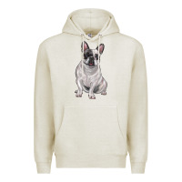 Oatmeal Heather white black french bulldog Premium Hoodie - LillyAllenDesigns