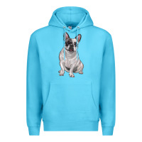 Ocean Blue white black french bulldog Premium Hoodie - LillyAllenDesigns
