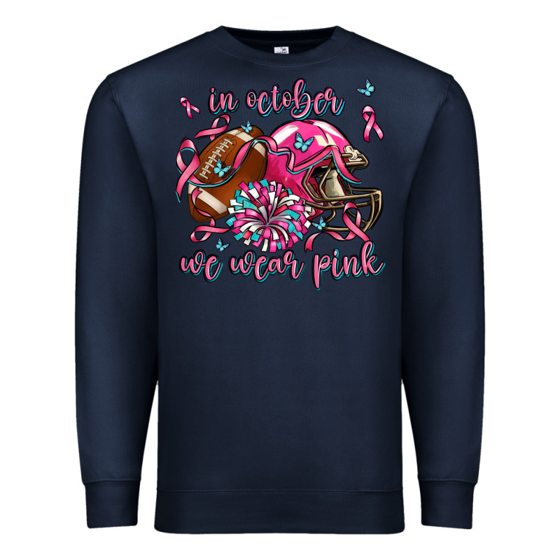 In October We Wear Pink Football Premium Sweatshirt by AdoDesignShop | Teevron