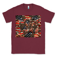 Burgundy American flag leopard tumbler Classic Tee - HowdyJamesFarm