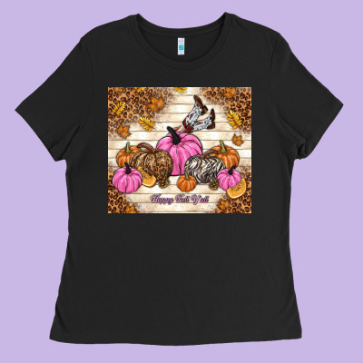 Happy Fall Y'all Cowgirl Ladies Tee Designed By Tumblerdesignbyshophia