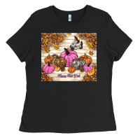 Black happy fall y'all cowgirl Ladies Tee - TumblerDesignByShophia
