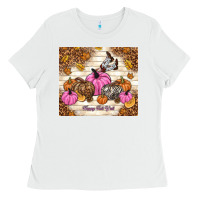 White happy fall y'all cowgirl Ladies Tee - TumblerDesignByShophia