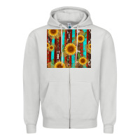Dove Grey western sunflower cactus serape and cowhide Zipper Hoodie - Artiststas