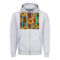 Heather Grey western sunflower cactus serape and cowhide Zipper Hoodie - Artiststas