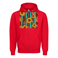 Red western sunflower cactus serape and cowhide Zipper Hoodie - Artiststas