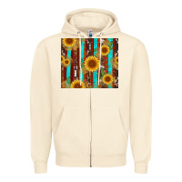 Sandshell western sunflower cactus serape and cowhide Zipper Hoodie - Artiststas
