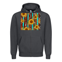 Smoke western sunflower cactus serape and cowhide Zipper Hoodie - Artiststas