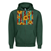 Sports Green western sunflower cactus serape and cowhide Zipper Hoodie - Artiststas