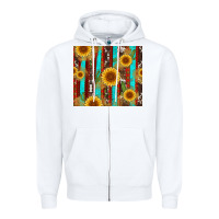 White western sunflower cactus serape and cowhide Zipper Hoodie - Artiststas