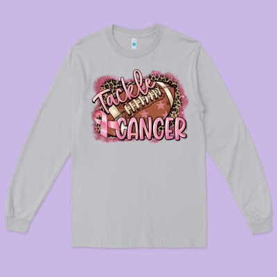 Tackle Cancer Football Long Sleeve Tee Designed By Fadigitalartstudio