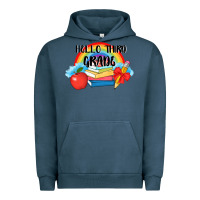 Pigment Midnight Navy back to school hello third grade 3200x2400 Urban Hoodie - AdoDesignShop