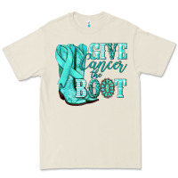 Bone Give Cancer the boot Ovarian Cancer teal ribbon Premium Tee - NancyCooperArtShop