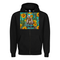 Black mama bear with sunflowers and cactus Zipper Hoodie - Artiststas