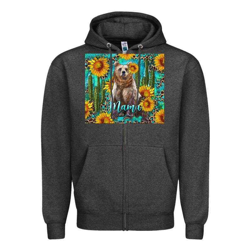 Mama Bear With Sunflowers And Cactus Zipper Hoodie by Artiststas | Teevron