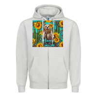 Dove Grey mama bear with sunflowers and cactus Zipper Hoodie - Artiststas