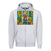 Heather Grey mama bear with sunflowers and cactus Zipper Hoodie - Artiststas