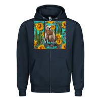 Navy mama bear with sunflowers and cactus Zipper Hoodie - Artiststas