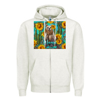 Oatmeal Heather mama bear with sunflowers and cactus Zipper Hoodie - Artiststas