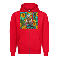 Red mama bear with sunflowers and cactus Zipper Hoodie - Artiststas