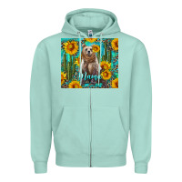 Seafoam mama bear with sunflowers and cactus Zipper Hoodie - Artiststas
