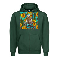 Sports Green mama bear with sunflowers and cactus Zipper Hoodie - Artiststas
