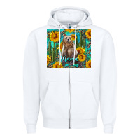 White mama bear with sunflowers and cactus Zipper Hoodie - Artiststas
