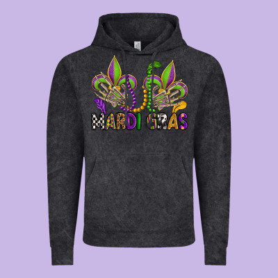 Mardi Gras Skeleton Hands  Fleur De Lis Vintage Hoodie Designed By Oliviacreatesart