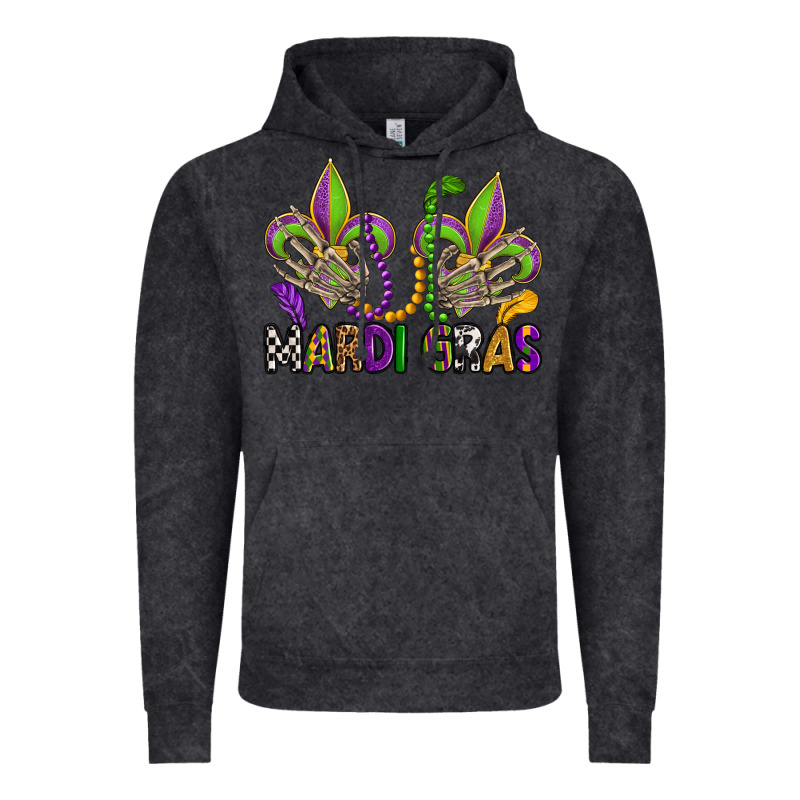Mardi Gras Skeleton Hands  Fleur De Lis Vintage Hoodie by OliviaCreatesArt | Teevron