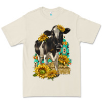 Bone Sunflowers Cow Premium Tee - texasbilliewilder
