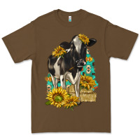 Cacao Sunflowers Cow Premium Tee - texasbilliewilder