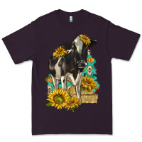 Plum Sunflowers Cow Premium Tee - texasbilliewilder