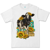 White Sunflowers Cow Premium Tee - texasbilliewilder