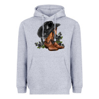 Heather Grey black cowgirl  and roses Heavyweight Hoodie - AdoDesignShop