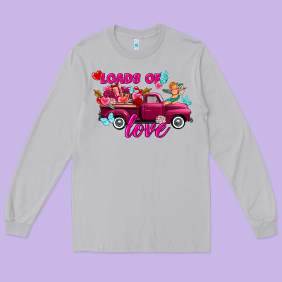 Loads Of Love Valentine's Day Truck Long Sleeve Tee Designed By Fadigitalartstudio