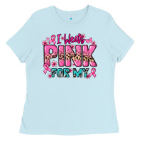 Baby Blue I wear pink for my custom name Cancer Awareness Ladies Tee - HowdyJamesFarm
