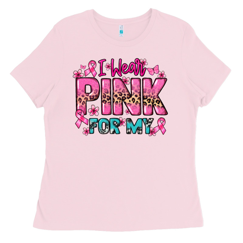 I Wear Pink For My Custom Name Cancer Awareness Ladies Tee by HowdyJamesFarm | Teevron