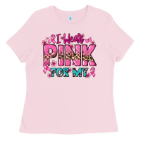 Bubblegum Pink I wear pink for my custom name Cancer Awareness Ladies Tee - HowdyJamesFarm