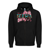 Black mama with cherry blossoms Zipper Hoodie - Artiststas